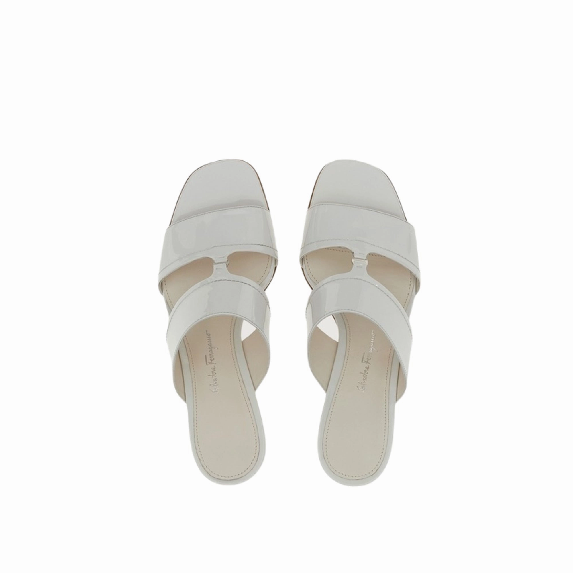 Ferragamo Tot 55 Women's Sandals White Dress Sandals Flat