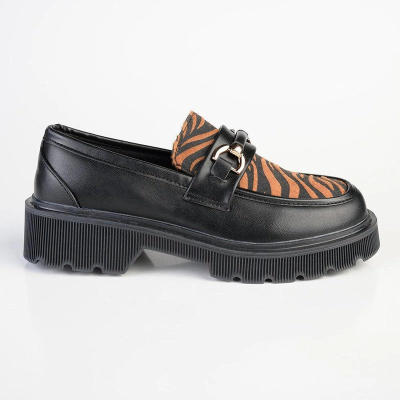 Madison Eloise Chunky Sole Slip Brogue - Black/Tiger Utah Brogue Ii Over Shoe M9 W10 Black