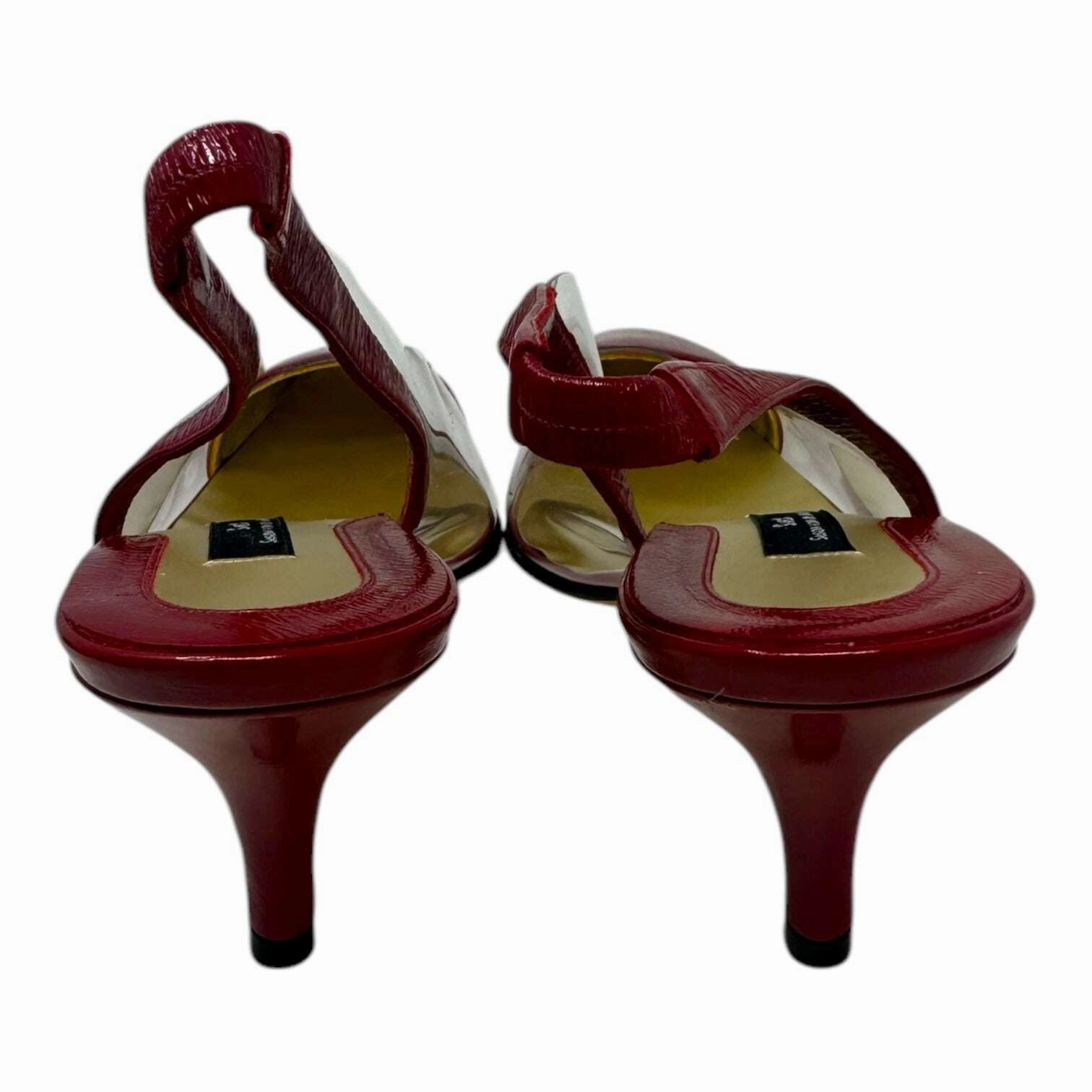 Agata Patent Cap Toe Slingback Shoes Heels Kitten By Susan van der Linde In Rose Gold, Size: 8.5 Draw A High Heel