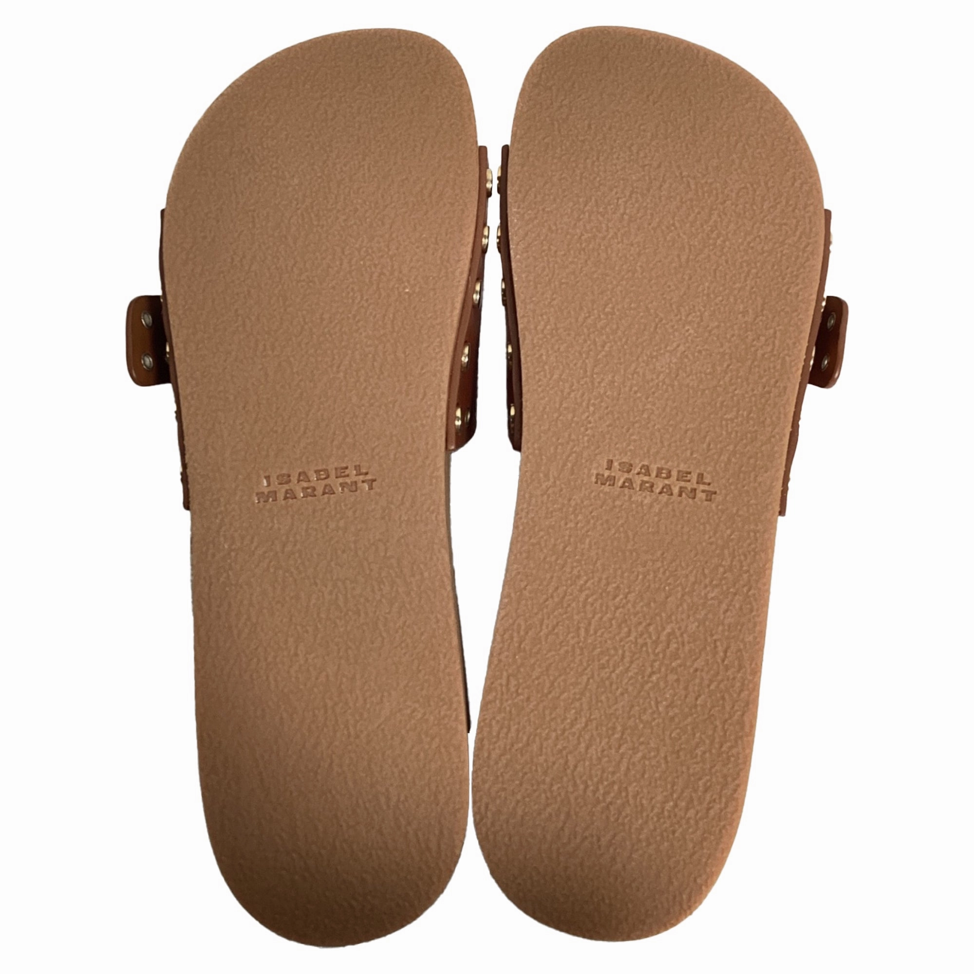 Benassi Solarsoft Slides Isabel Marant Jaso Embellished Slides in Brown Leather