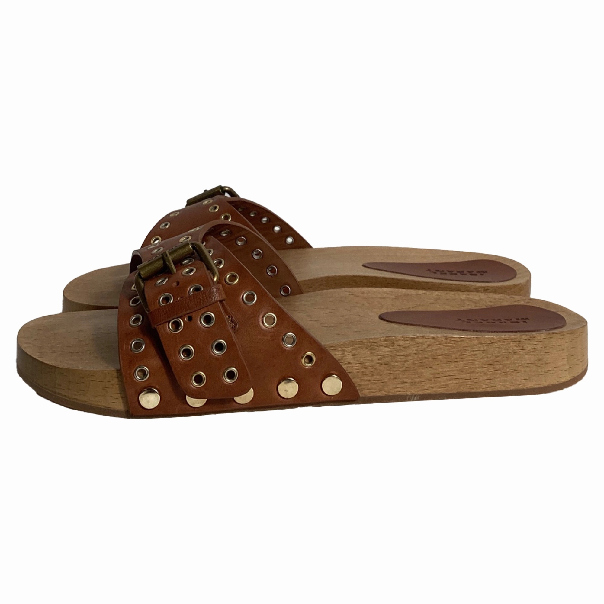 Hello Slippers Marshalls Isabel Marant Jaso Embellished Slides in Brown Leather
