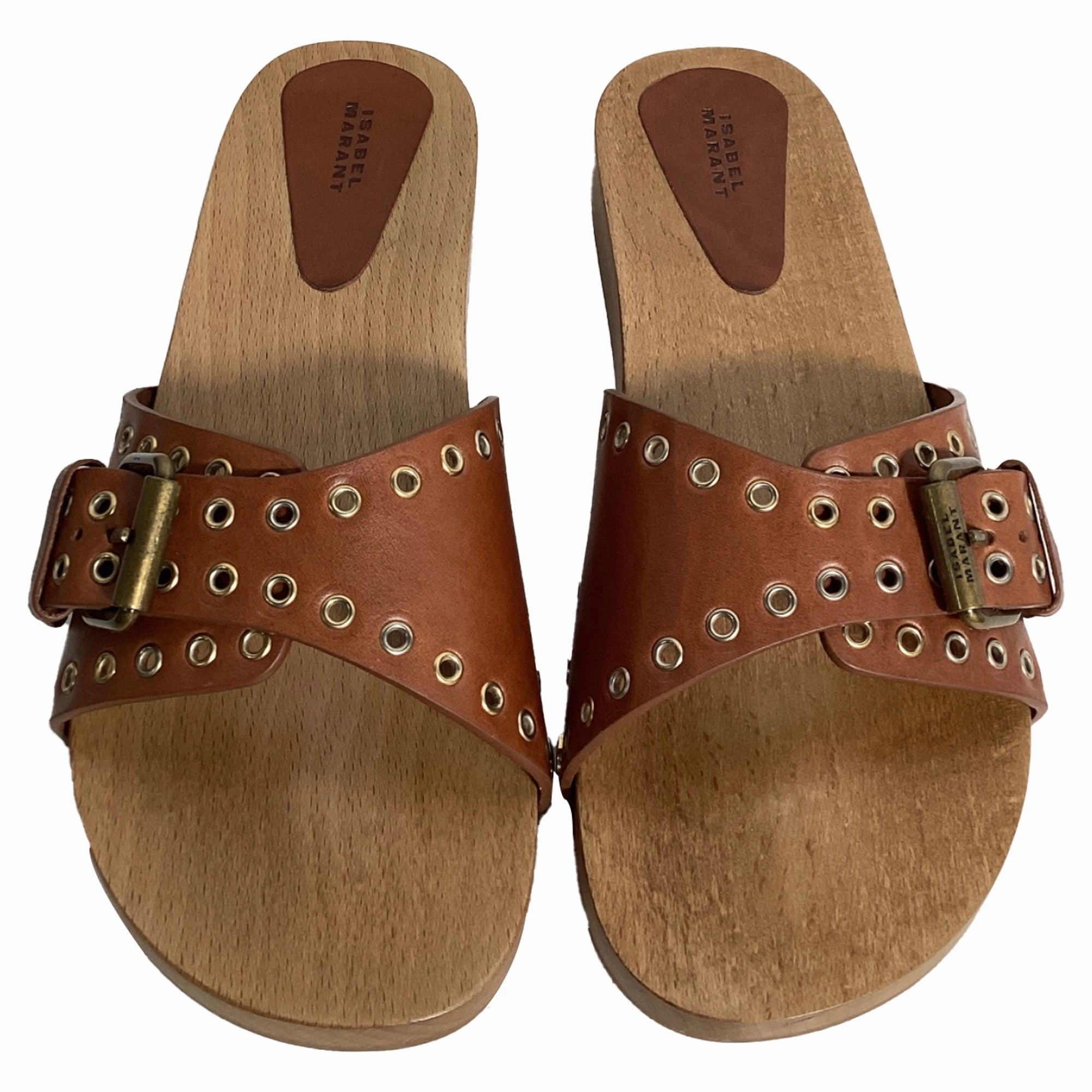 Loaf Of Bread Slippers Isabel Marant Jaso Embellished Slides in Brown Leather