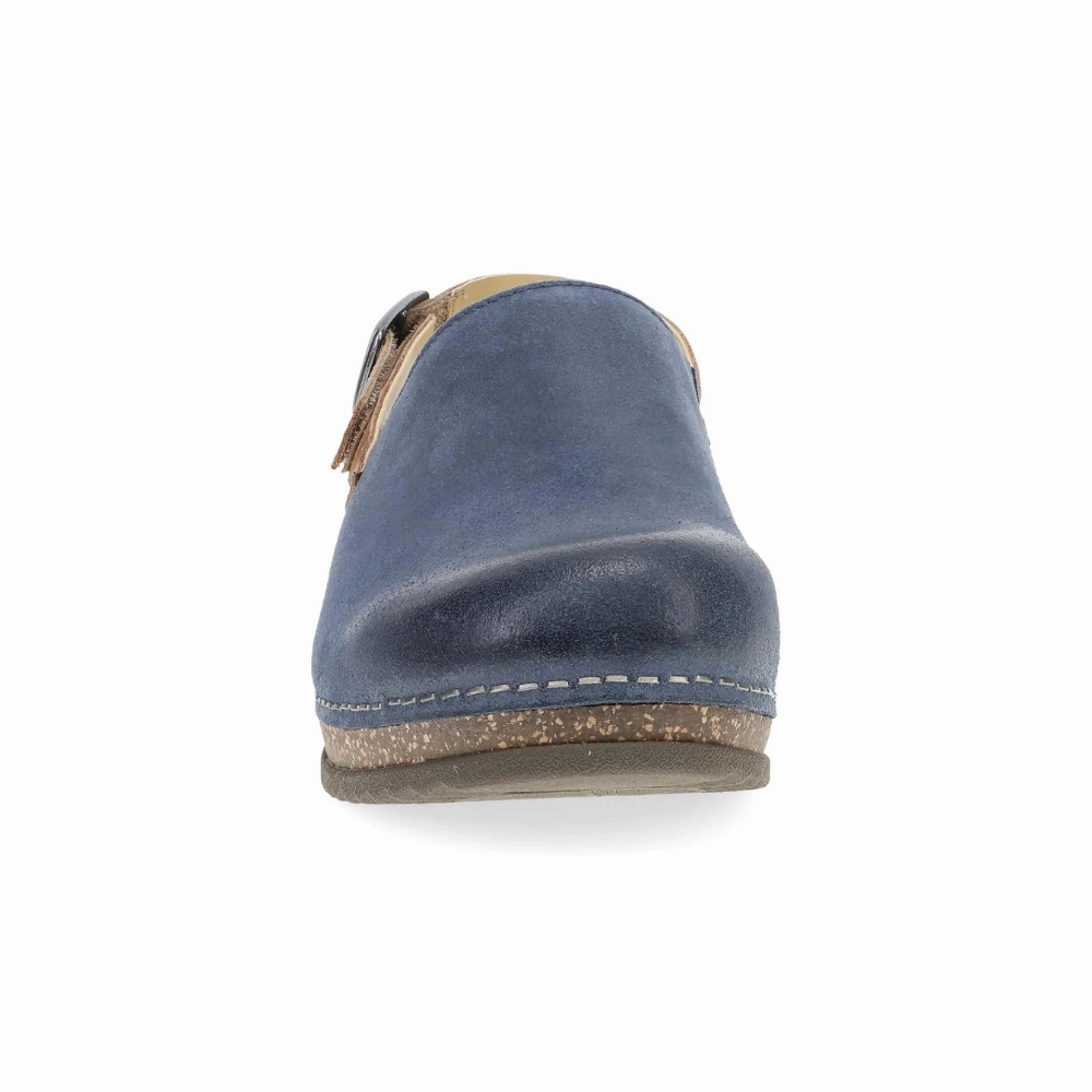 Dansko Merrin Blue Burnished Suede Mule (Women's) Clogs Mules Clearance