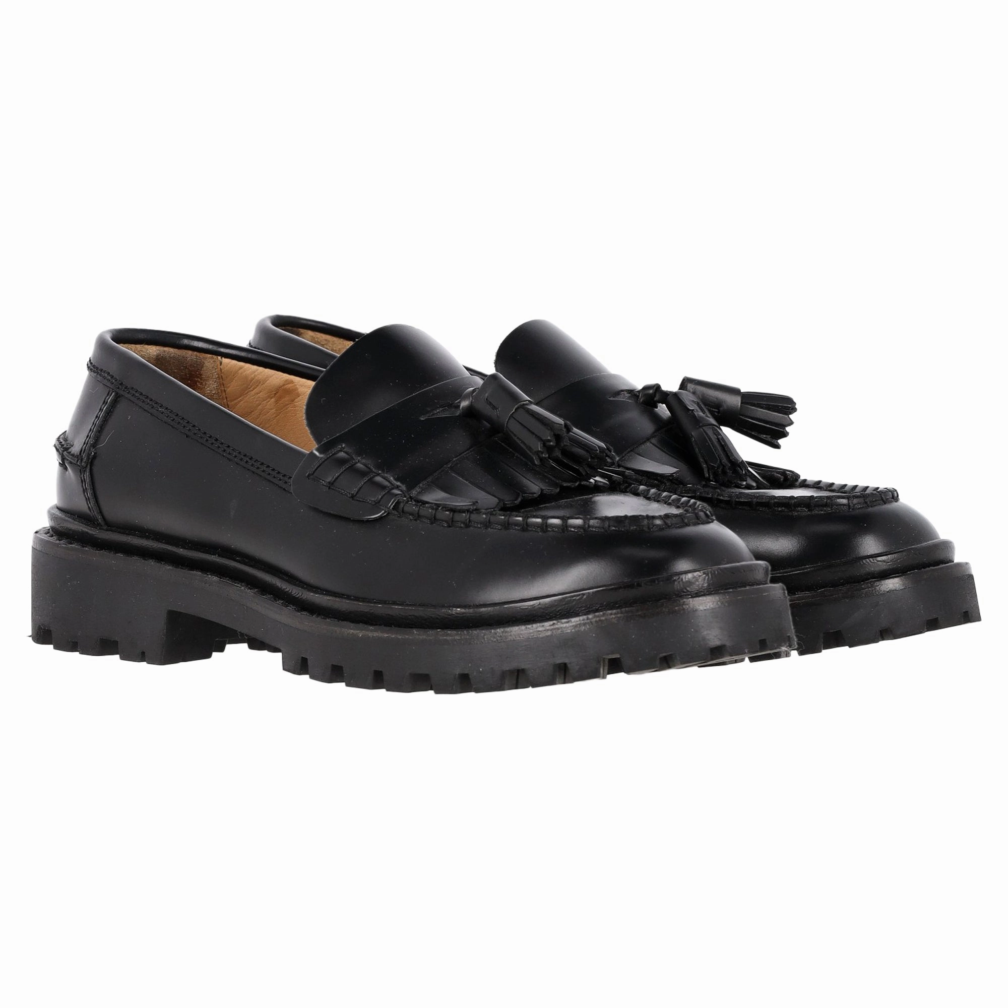 Isabel Marant Frezza 20mm Tassel Detail Loafers in Black Leather Martens Adrian Tassel Loafers