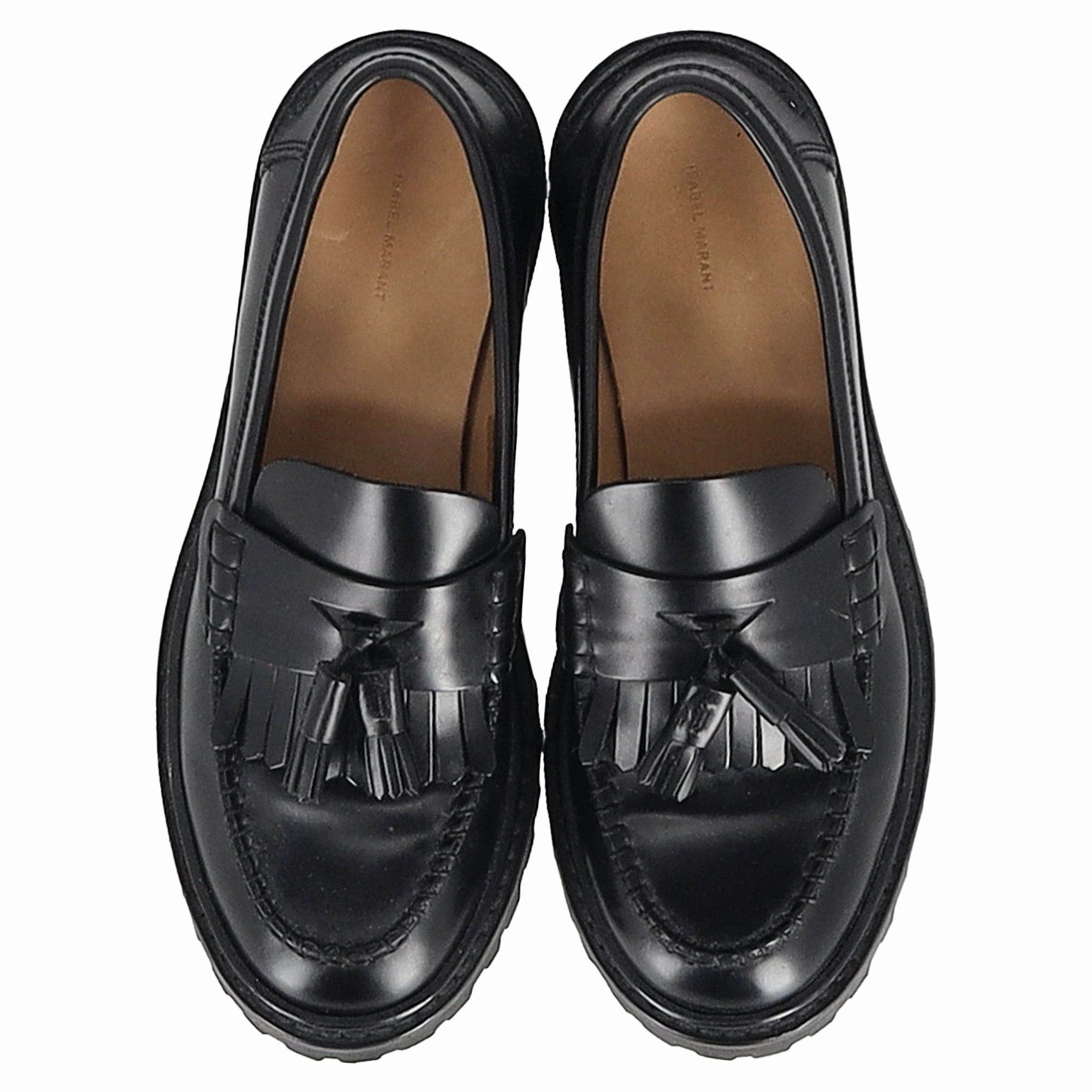 Loafers Black And Gold Isabel Marant Frezza 20mm Tassel Detail Loafers in Black Leather