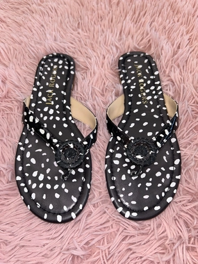 Marble Flip Flops Sandals Flip Flops By Jack Rogers In Black White Polkadot, Size: 7