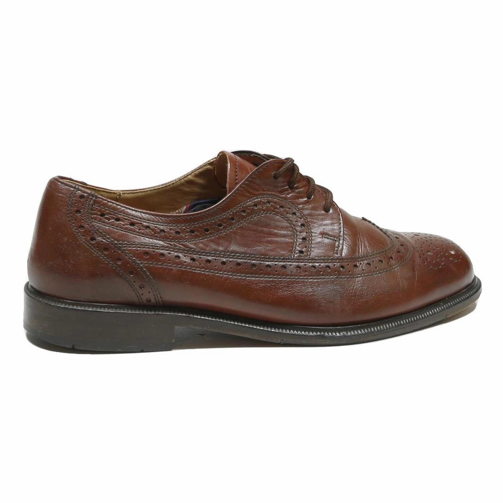GALLUS Mens Brogue Leather Shoes Brown UK 8.5 Classic Lace-Up Dress Formal Loafers And Brogues