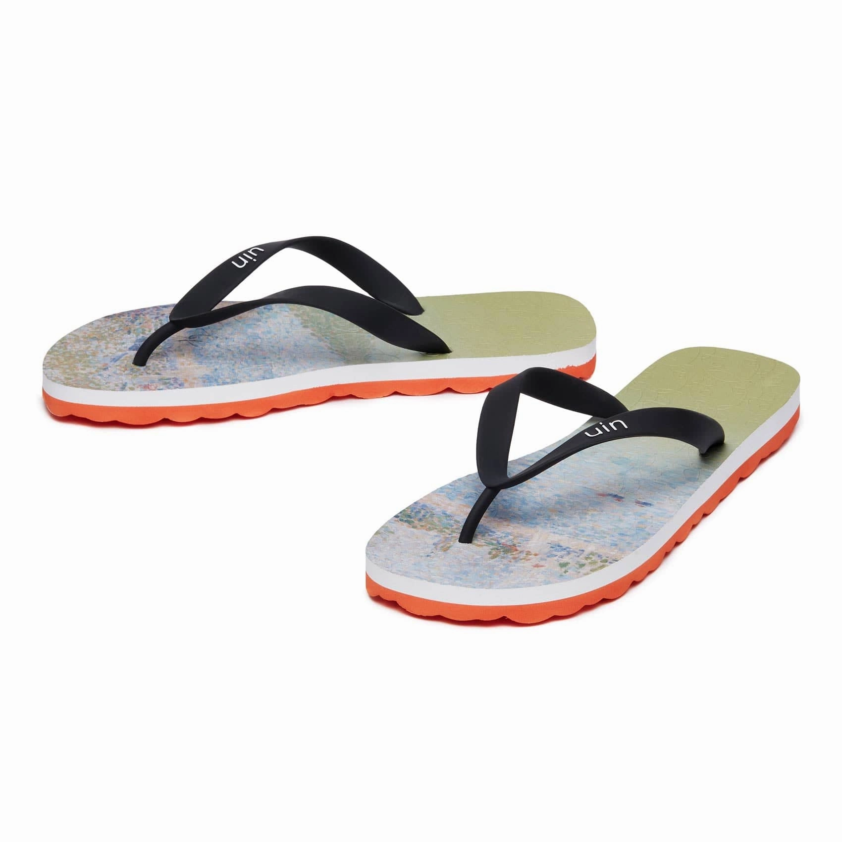 Georges Seurat The Seine seen from La Grande Jatte Blanes Men Fabric Thong Flip Flops