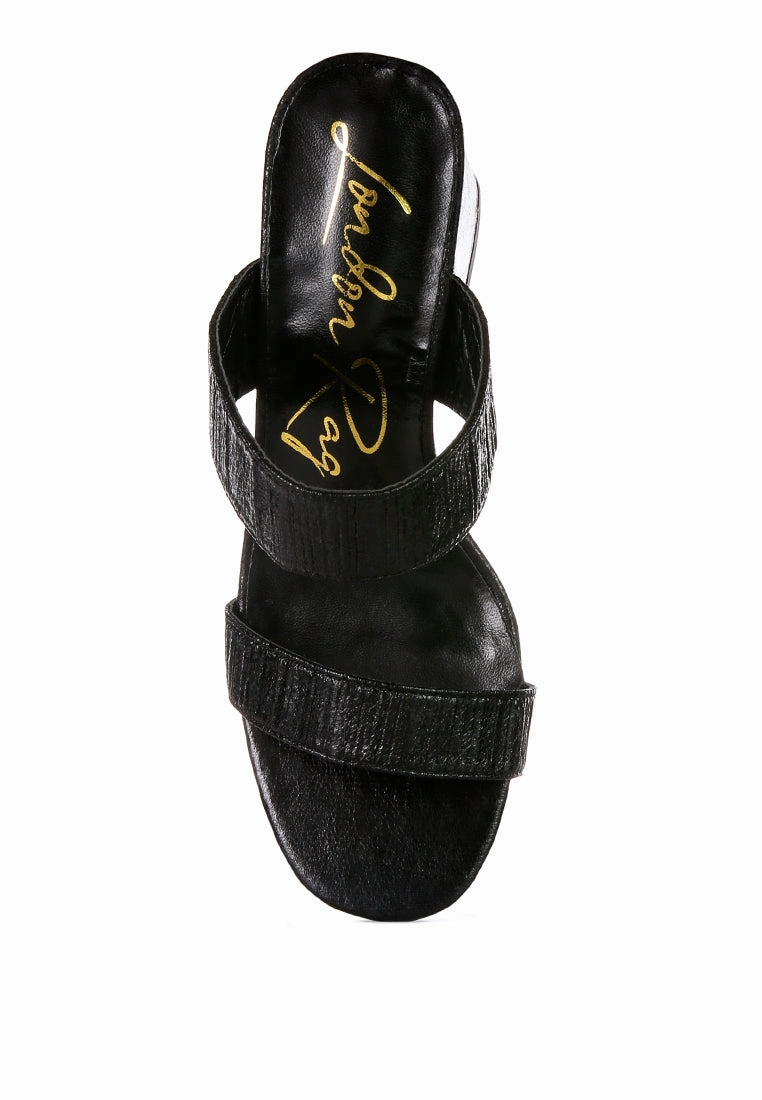 High Heel Platform Sandals giblet metallic slip on block heels