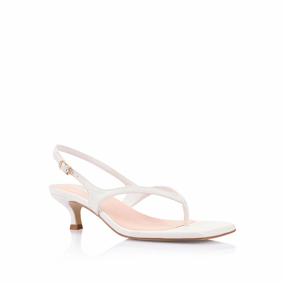 Marnie Kitten Heel Sandals - Chalk White I Make My Husband Wear Heels