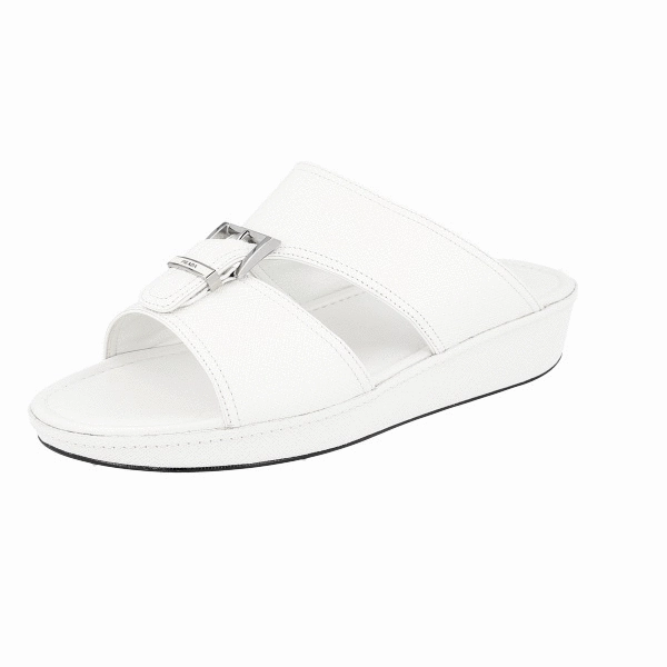 Prada Men's White Saffiano Leather Sandals 2X2938 Daisy Sandals