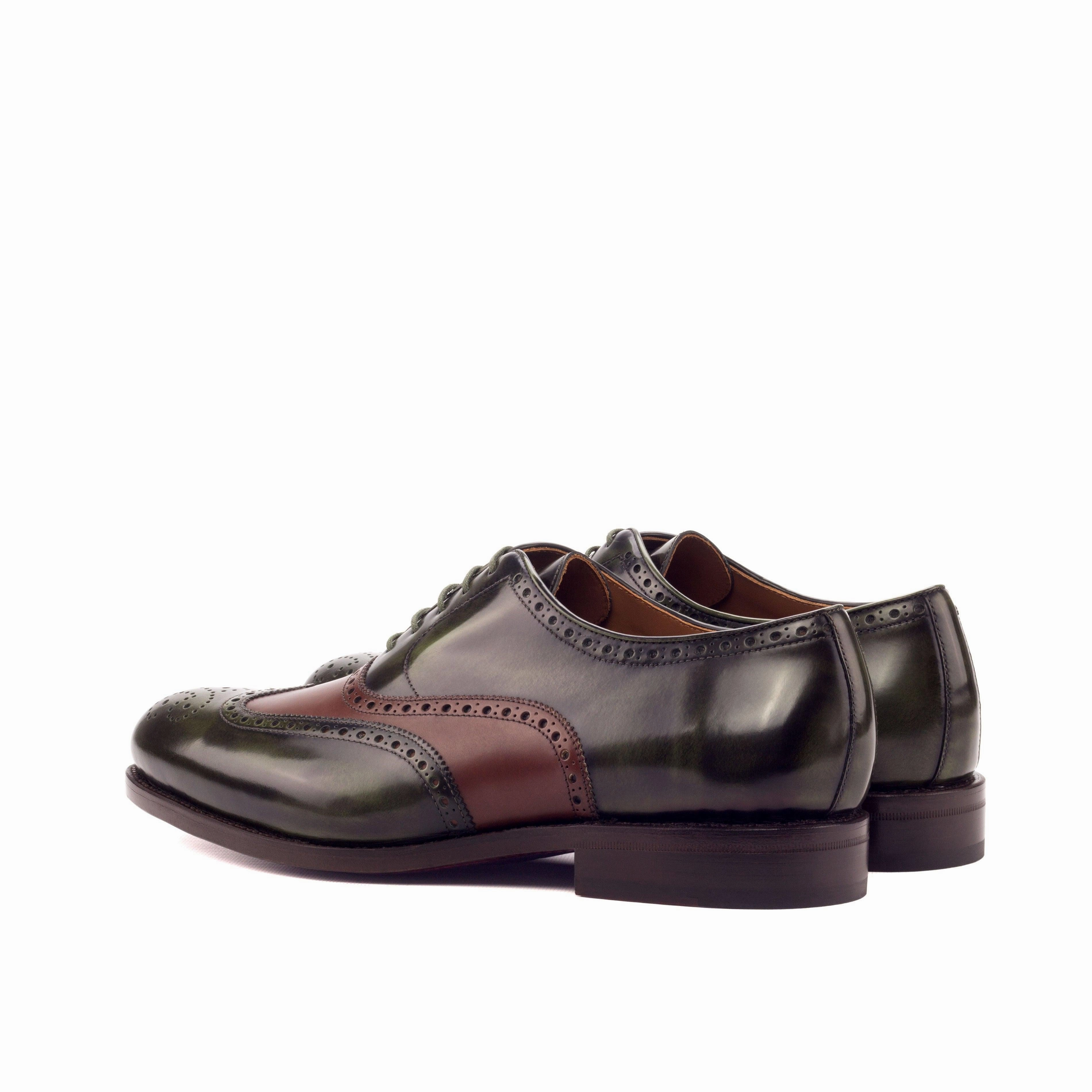 Green & Medium Brown Polished Calf Brogue Oxford Not Quote