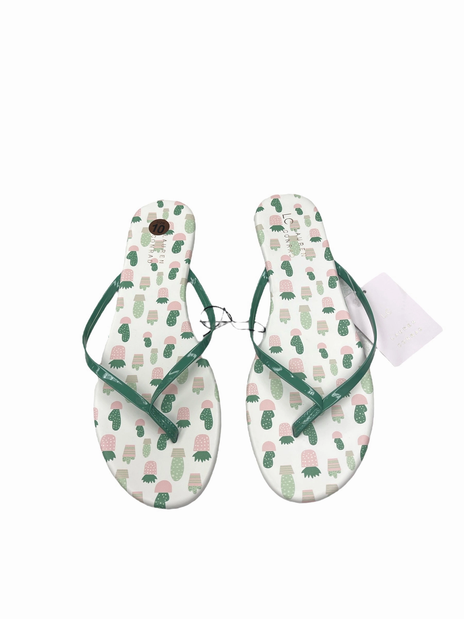Eezay Flip Flops Green & White Sandals Flip Flops Lc Lauren Conrad, Size 10
