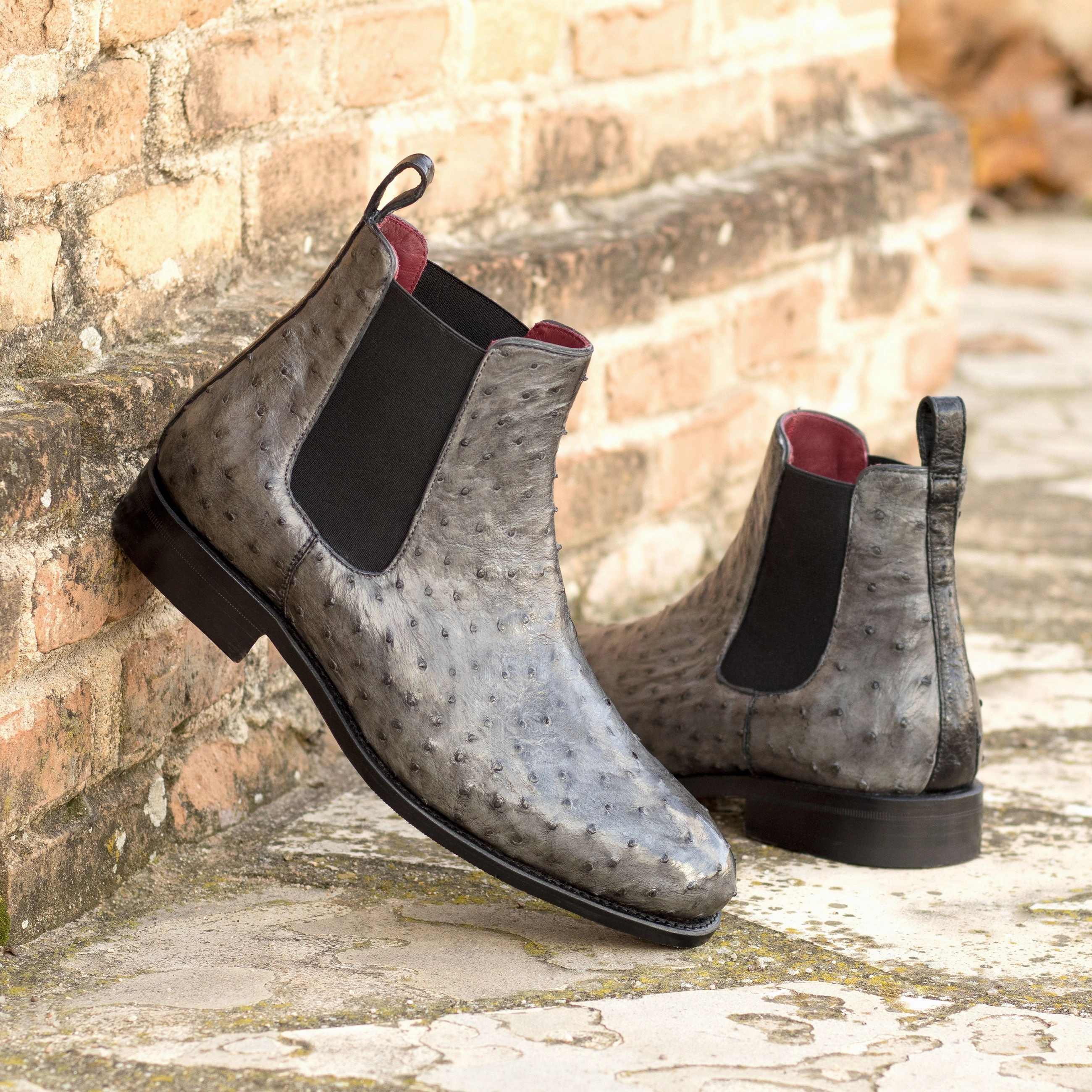 Grey Ostrich Chelsea Boots Trish Chelsea Boots