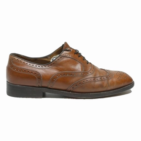 BALLY Mens Brogue Shoes Leather Brown UK 10 Classic Dress Formal Elegant Full Brogue Derby Shoes