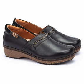 Pikolinos Granada Black Leather Clog (Women's) Pepe Clogs