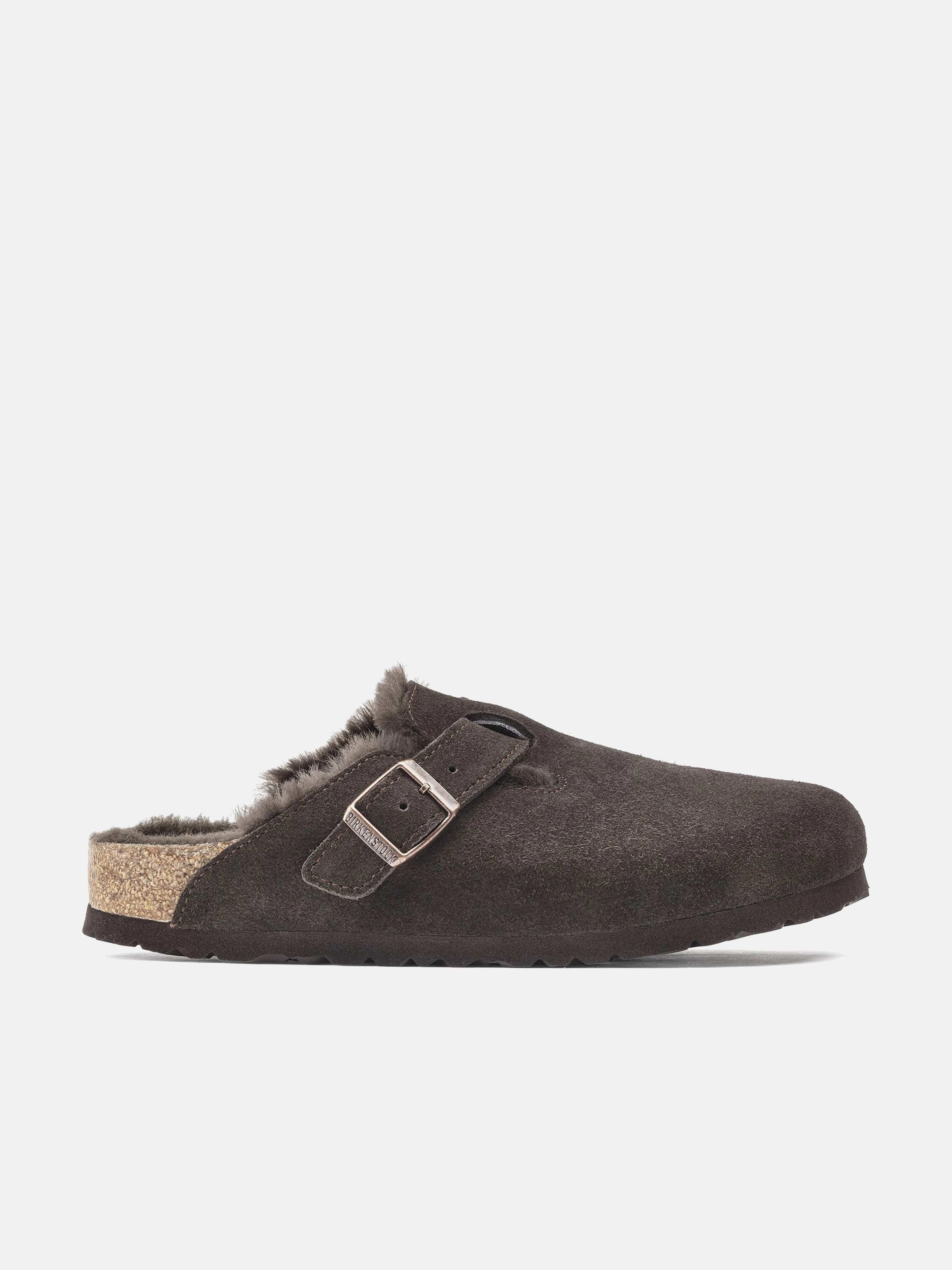 BIRKENSTOCK Boston Shearling Clogs in Brown Oil Clogs On Face Removal
