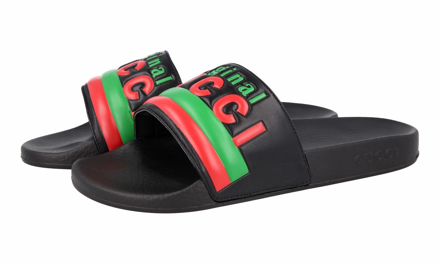 Gucci Men's Black Leather Sandals 632183 Buckle Strap Sandals