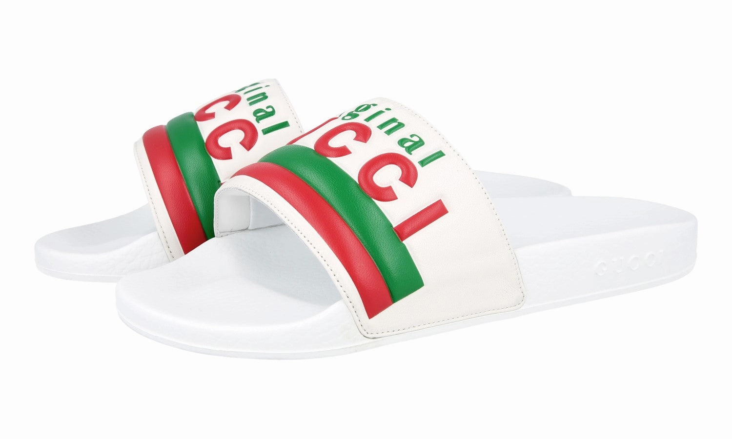 Gucci Men's White Leather Sandals 630606 Bedrock Sandals Mountain Clog