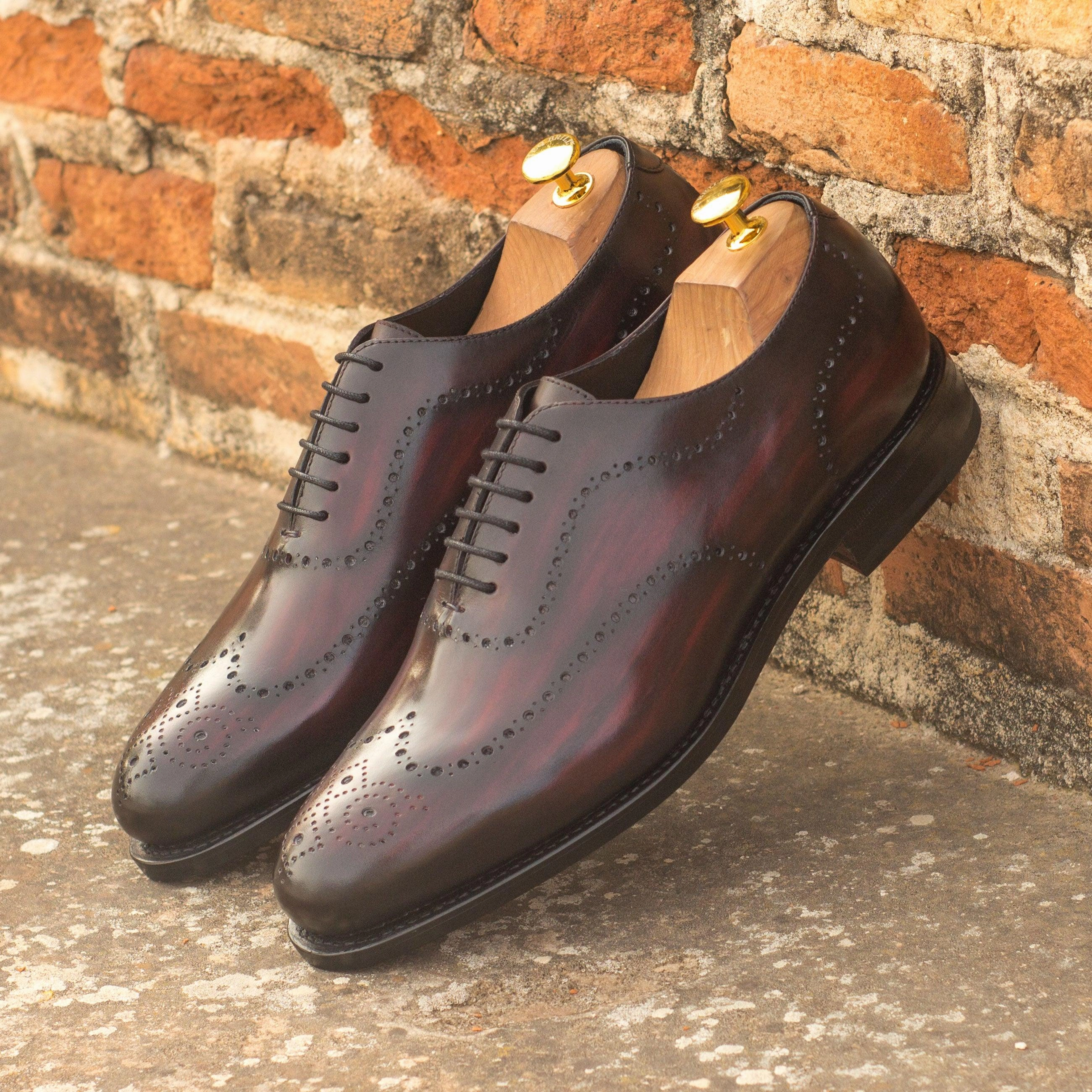 Black Brogues Uk Burgundy Patina Leather Wholecut Shoes