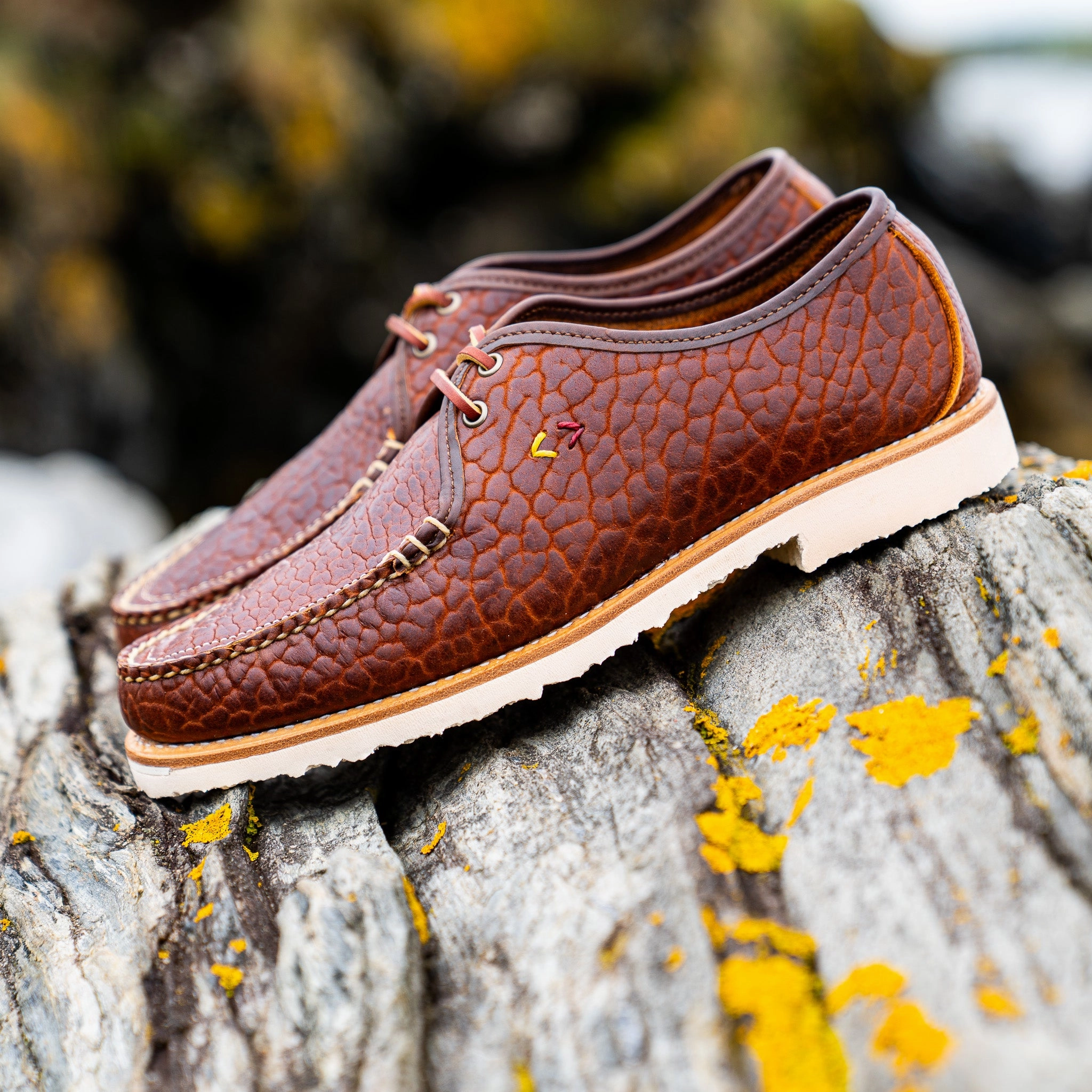 Casco Derby - Cognac Bison Lace-up Boots Casual Leather Shoes