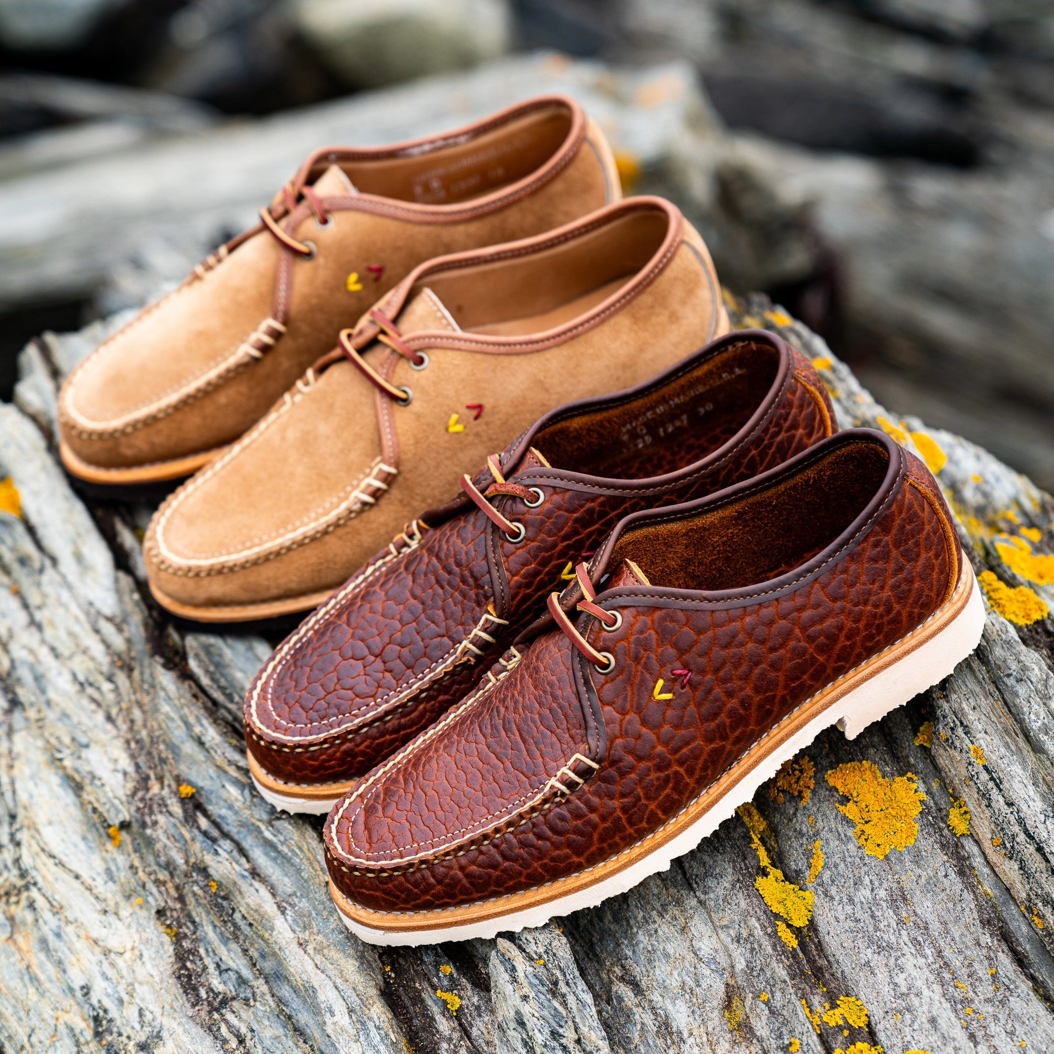 Monolith Brushed Leather Lace-up Shoes Casco Derby - Cognac Bison