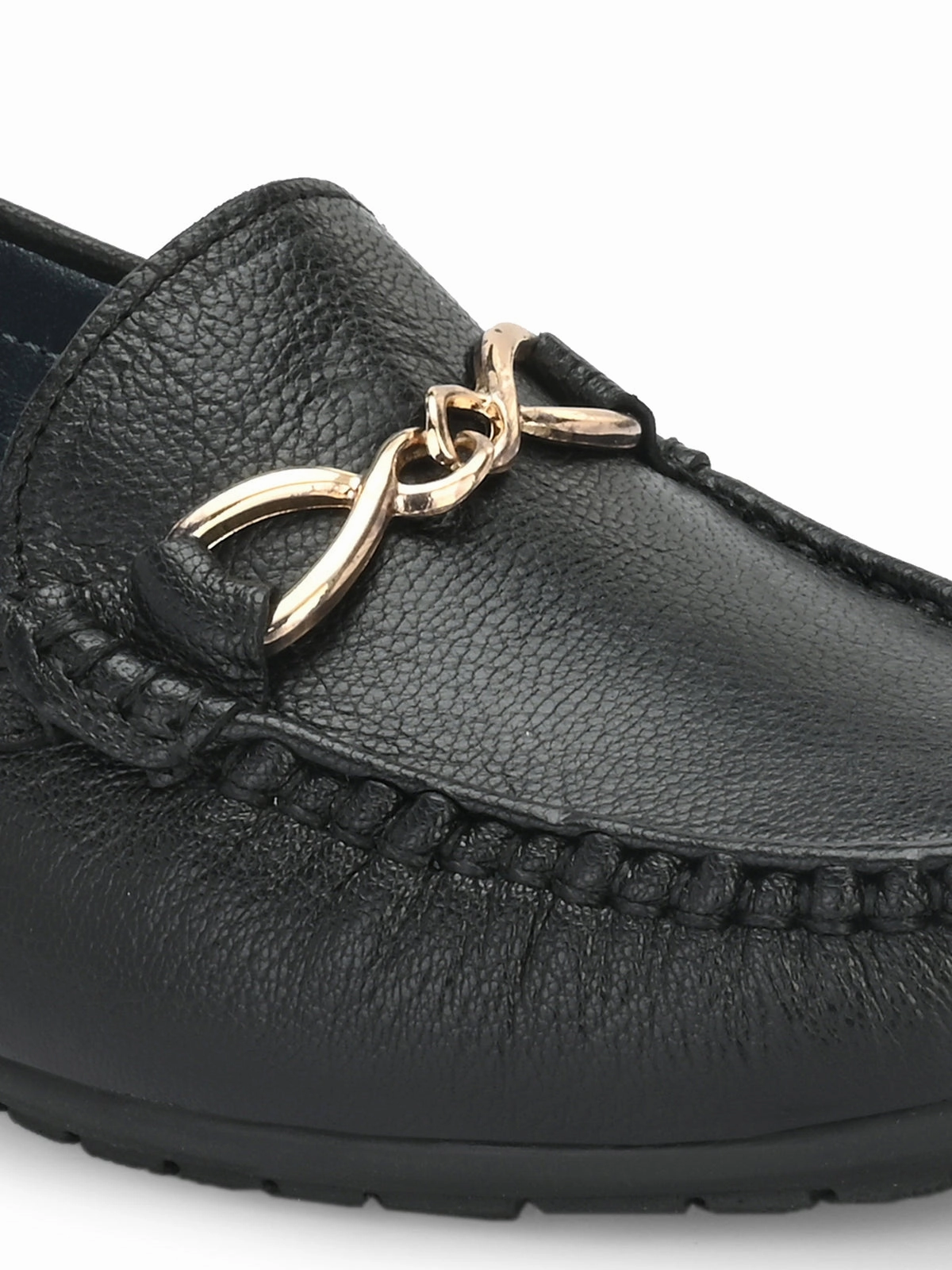 Sarah Black Leather Cushion Loafers Penny Loafers Narrow Width