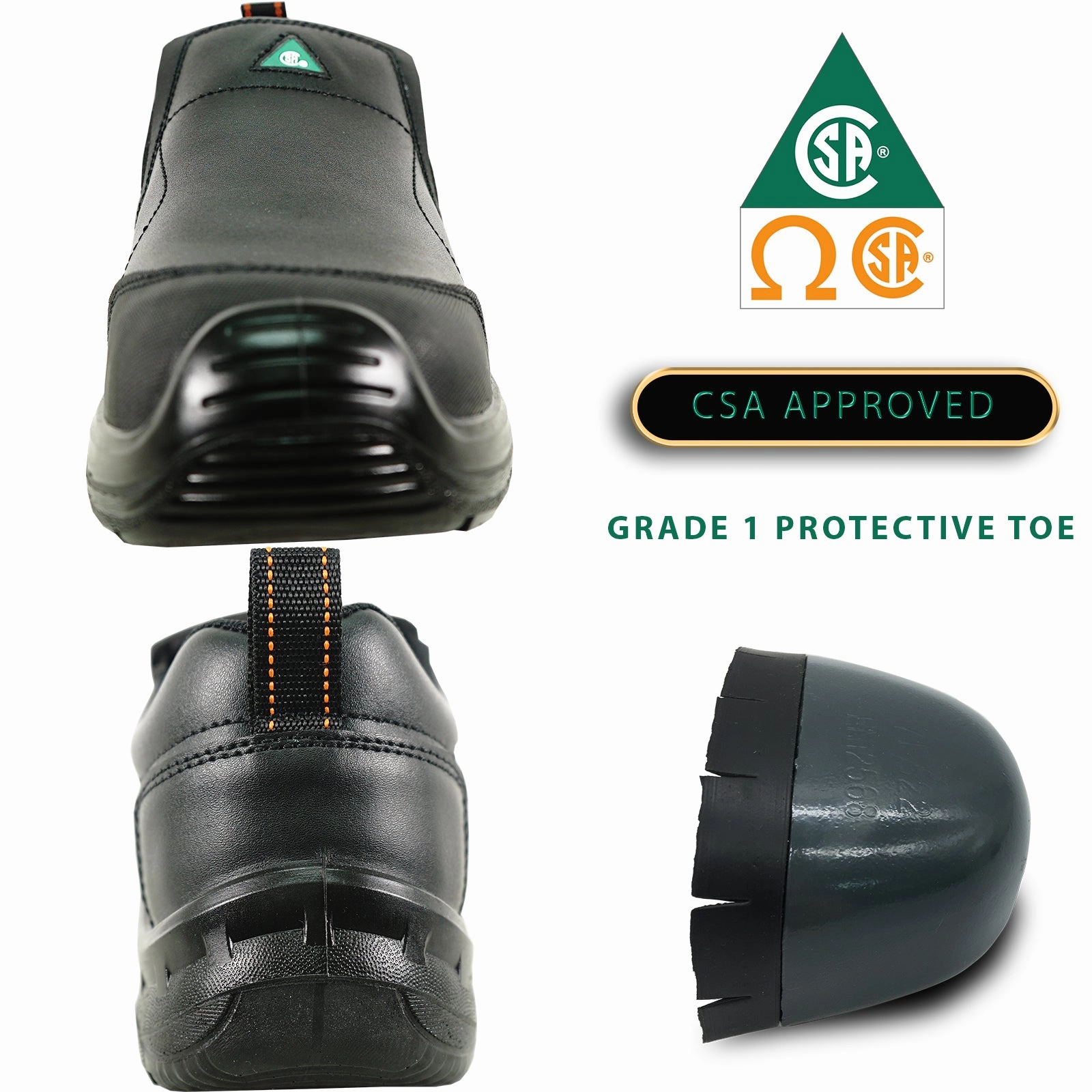 Dresses And Short Boots VANGELO Men Work Safety Shoe HELMUT-4 CSA Certified Steel Toe Protection Black