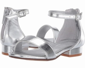 Nina Hidi-T Sandals Girls  Silver Metallic Ankle Strap Block Heel RHS3940 Platform Wedge Sandals