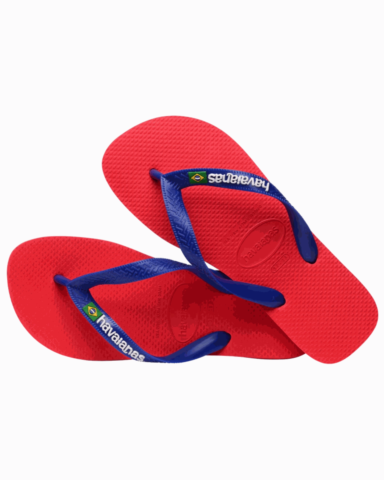 Designer Beach Flip Flops HAVAIANAS BRASIL LOGO - RUBY RED.RUBY RED