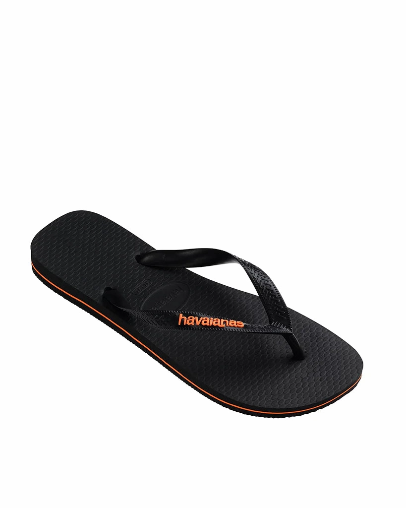 HAVAIANAS LOGO FILETE - BLACK.BLACK.BEGONIA ORANGE Light Grey Flip Flops