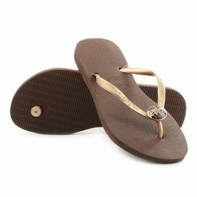 Havaianas Slim Flower Thong Flip Flop Sandal - Dark Brown - Womens Best Flip Flops For Athlete's Foot