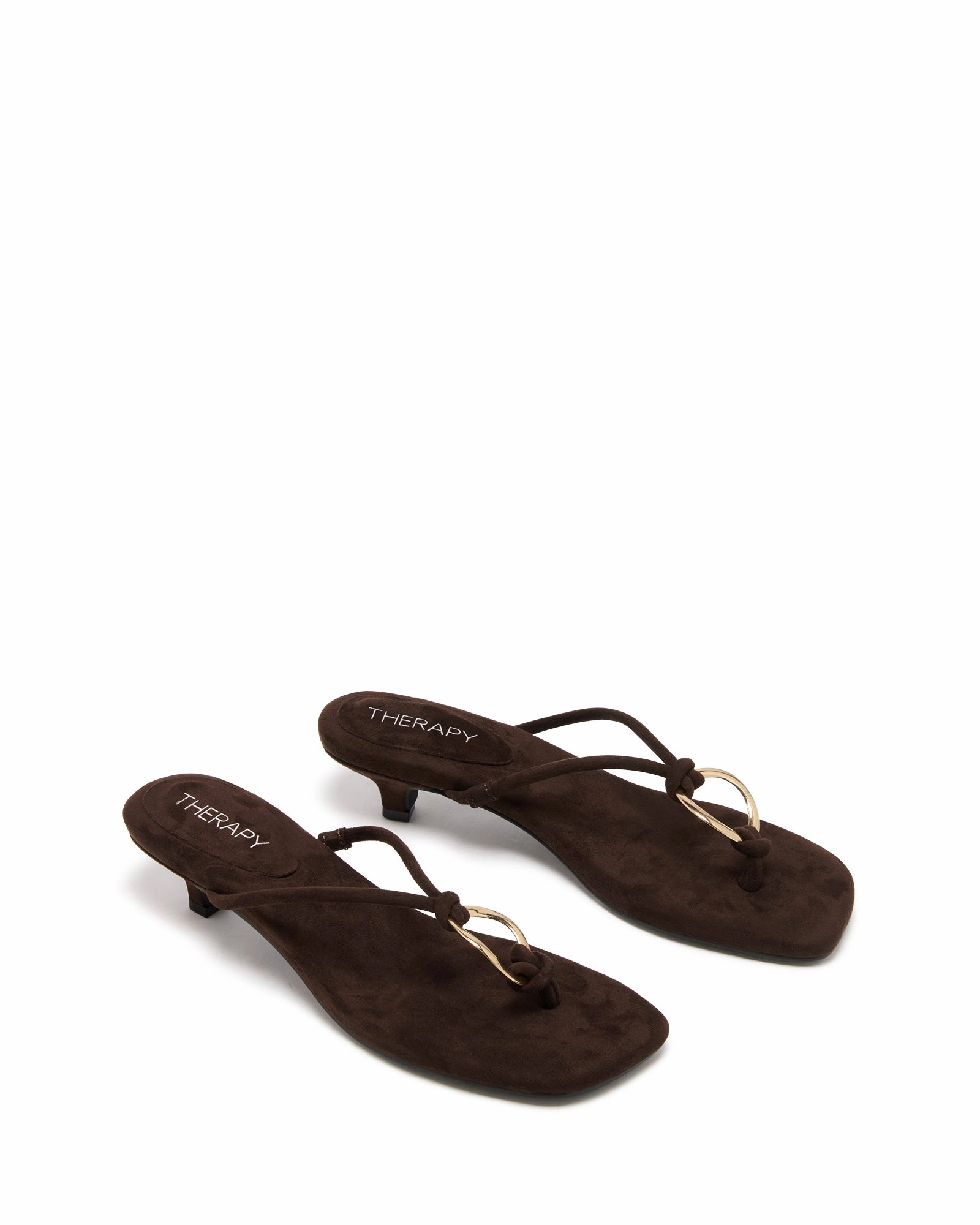 Natural Woven Fringe Toe Loop Sandals Haydn Thong Heel Chocolate Microsuede