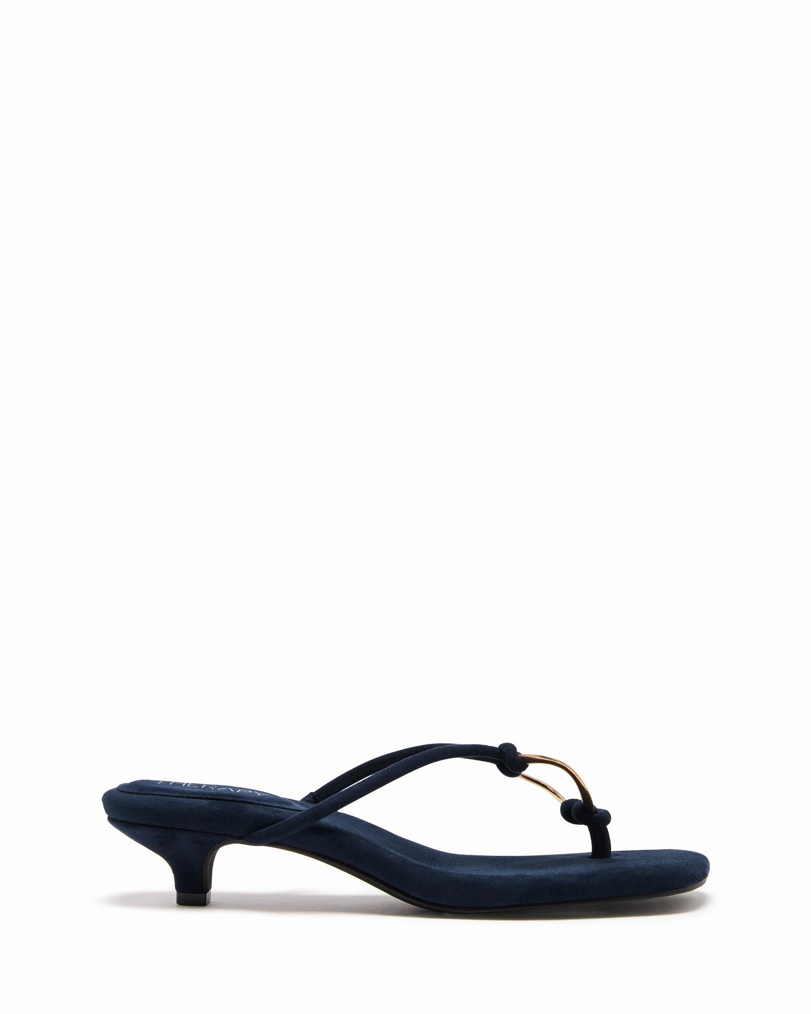 Haydn Thong Heel Navy Microsuede Slingback High Heels