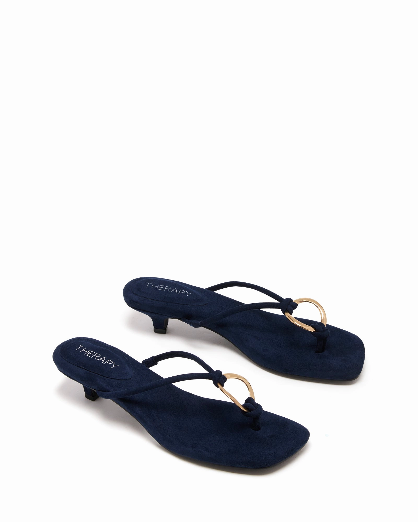 Unique Heels Haydn Thong Heel Navy Microsuede