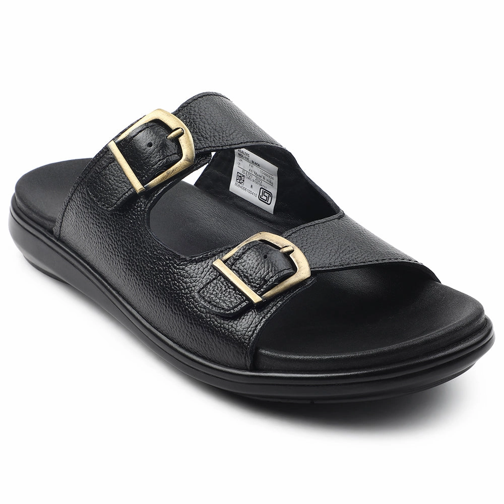 Healers Black Casual Sandal For Men MDL-11E By Liberty Dressy Orthopedic Sandals