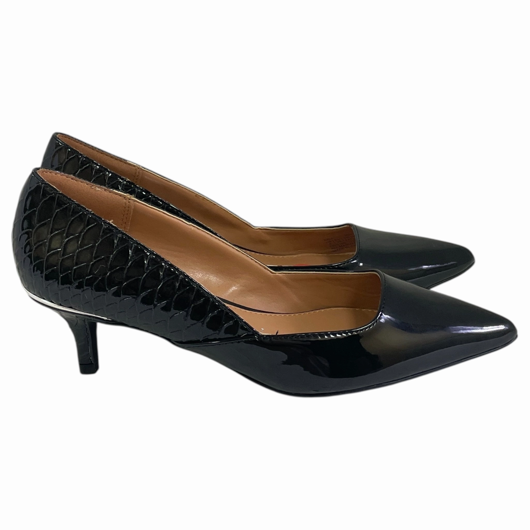 Shoes Heels Kitten By Calvin Klein In Black, Size:6 Closed Toe High Heels With Straps