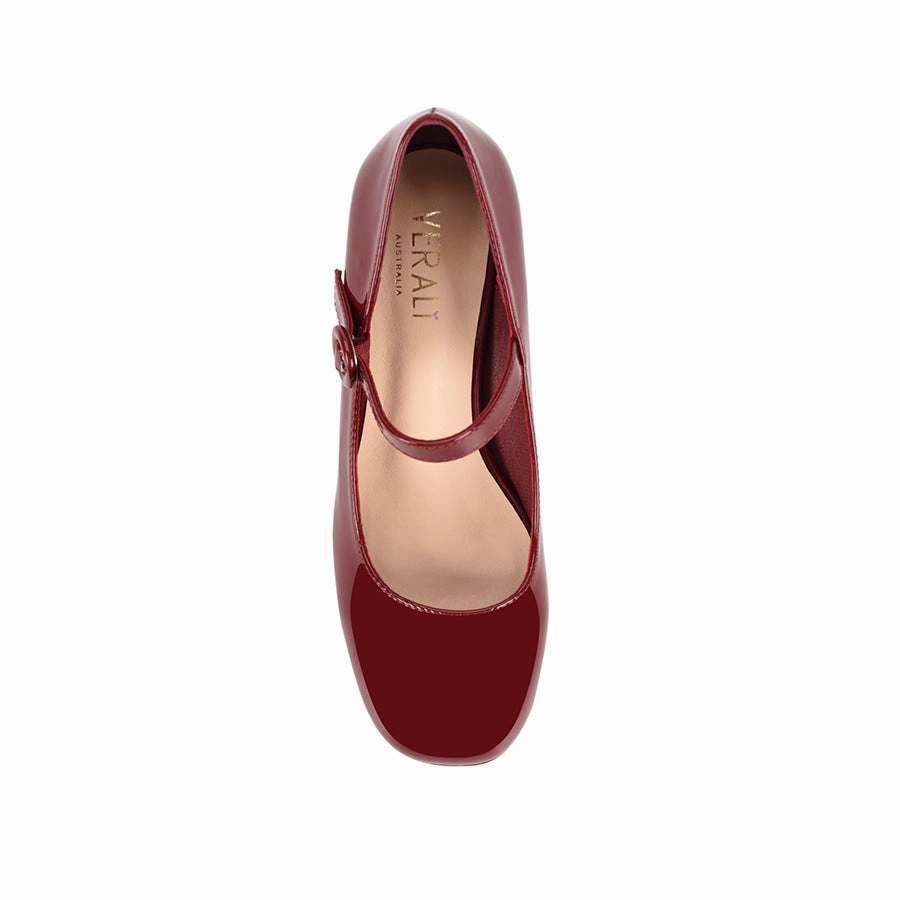 High Heel Necklace Hennessy Mary Jane Platforms - Wine Patent