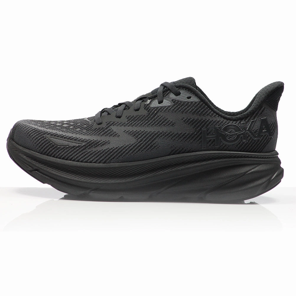 Hoka One One Clifton 9 Men's 2E Wide Fit Running Shoe - Black/Black Running Shoes Store