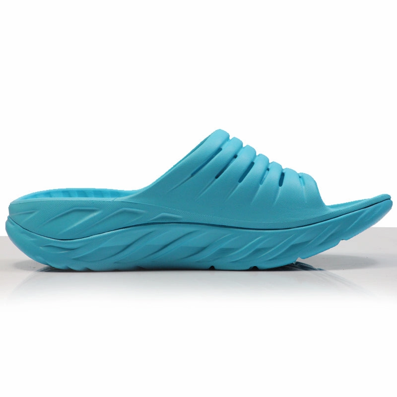 Trail Running Shoes Reviews Hoka One One Ora Unisex Recovery Slide - Scuba Blue/Bellwether Blue