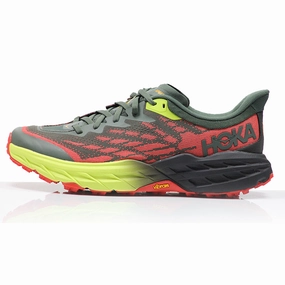Best Running Shoe Plantar Fasciitis Hoka One One Speedgoat 5 Men's Wide Fit Trail Shoe - Thyme/Fiesta