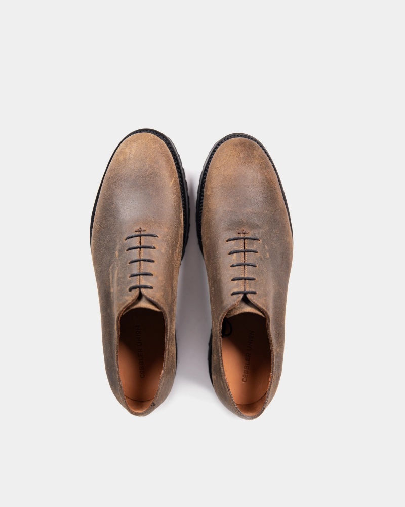 Mole Waxed Suede Wholecut Oxford Shoe Upscale Plain Toe Oxfords