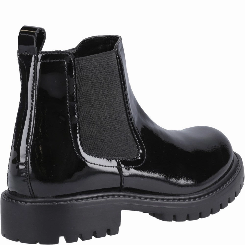 Hush Puppies Ariella Chelsea Patent Junior School Shoes Ladies Leather Chelsea Boots