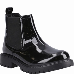 Hush Puppies Ariella Chelsea Patent Junior School Shoes Most Comfortable Waterproof Chelsea Boots