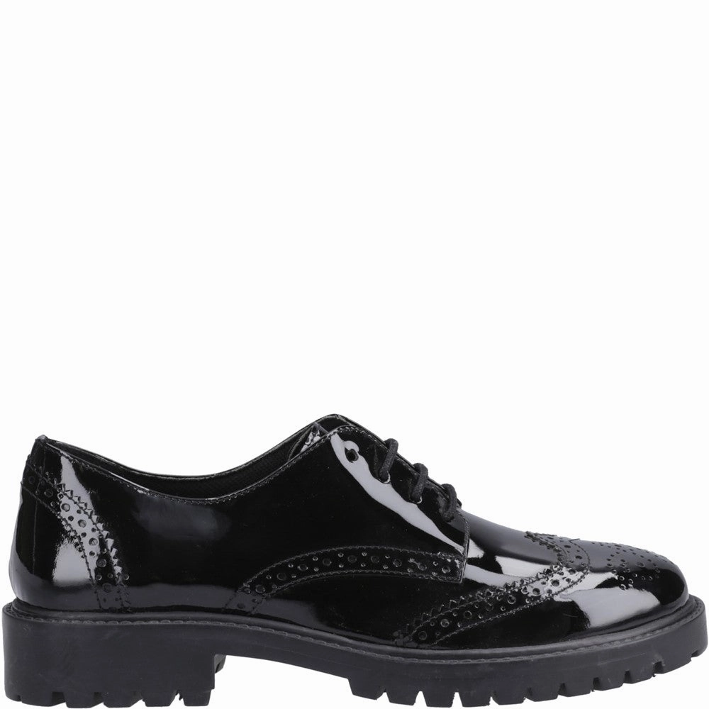 Mirror Shine Brogues Hush Puppies Athena Patent Senior School Shoes