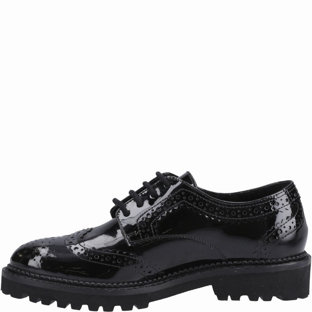 Hush Puppies Gabi Lace Up Patent Senior School Shoes Genuine Leather Brogues