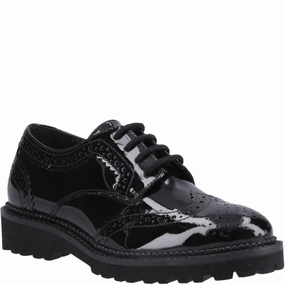 Designer Brogues Hush Puppies Gabi Lace Up Patent Senior School Shoes