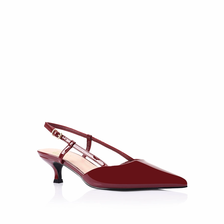 Lucas Slingback Kitten Heels - Wine Patent Muscular Women In High Heels