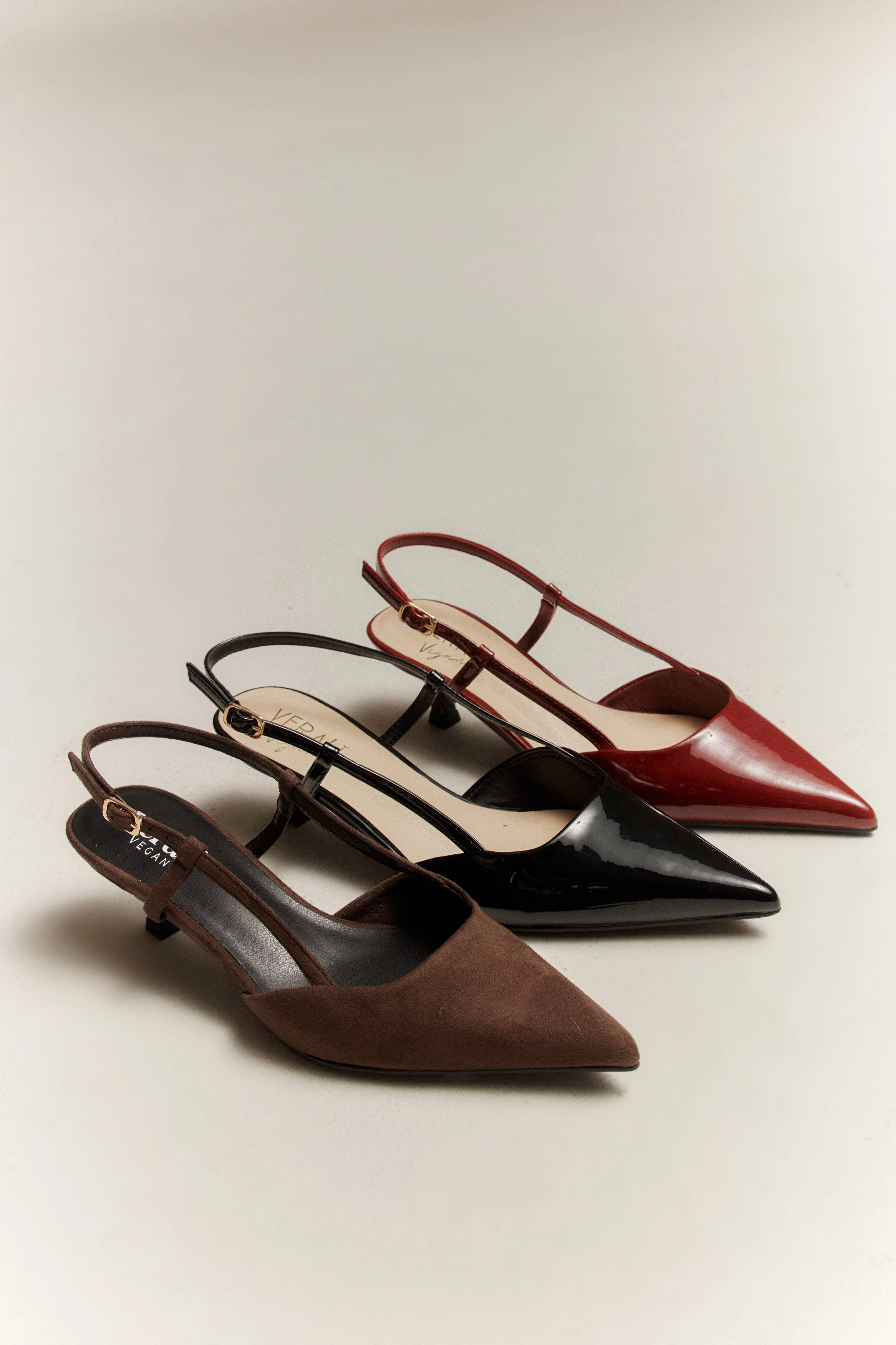 Lucas Slingback Kitten Heels - Wine Patent Summer High Heel Shoes