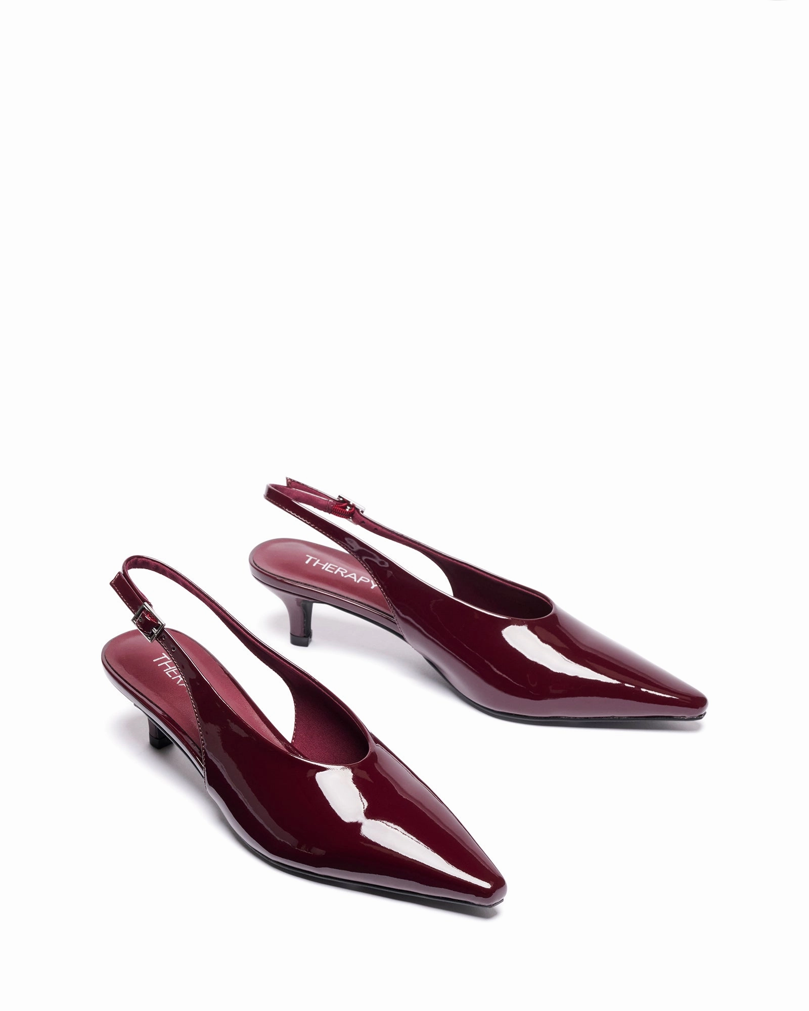 Indiana Slingback Heel Bordeaux Patent High Heel Shoe Ring Display